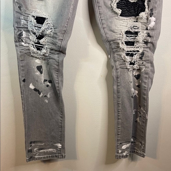 Rue21 Men's Distressed Gray Skinny Jeans 32x30 #130 - Picture 4 of 12